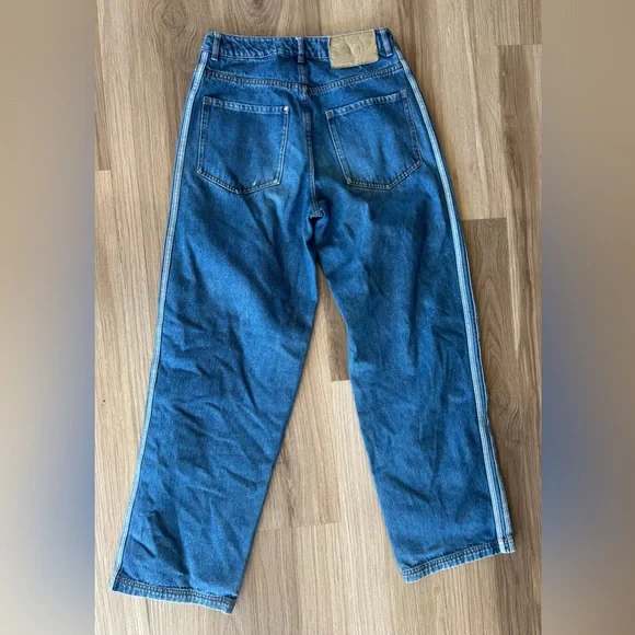 Adidas Originals Alexander Wang X Naomi Utsu denim pants side tri-stripe size 4 - Picture 12 of 13